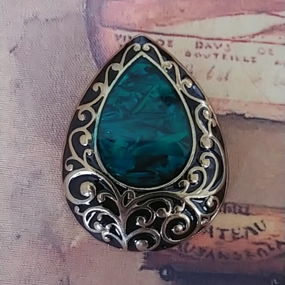 Teardrop Gold Plated Abalone Pendant